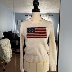 Polo by Ralph Lauren Cream Sweater with American Flag